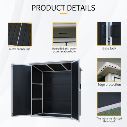 5x3 FT Outdoor Storage Shed Waterproof Resin Cabinet with Lockable Doors for Bikes and Patio Furniture Black image 3