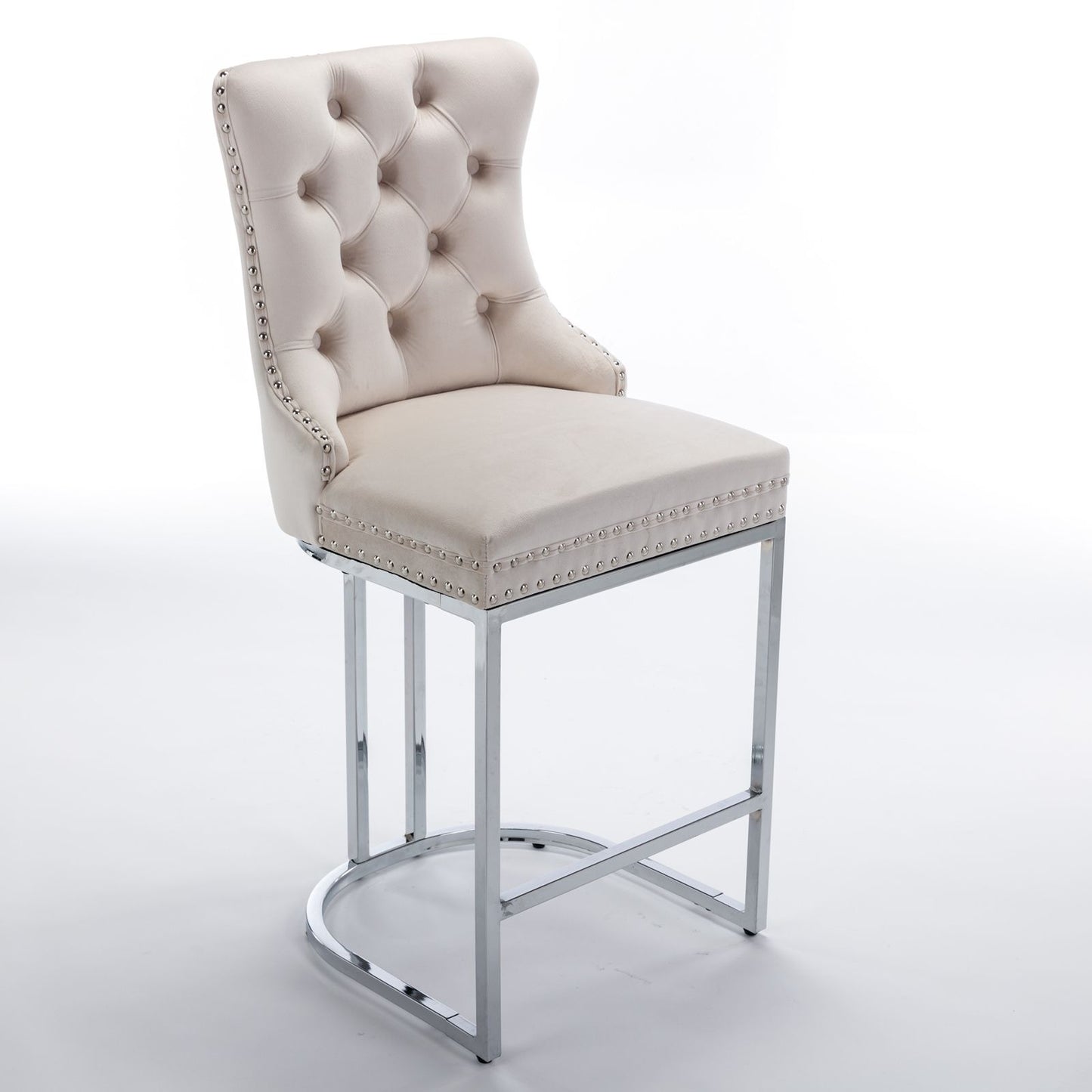 Chrome metal base of modern bar stool with legs