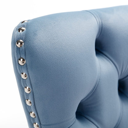 Bar stools with high backrest light blue velvet ergonomic design