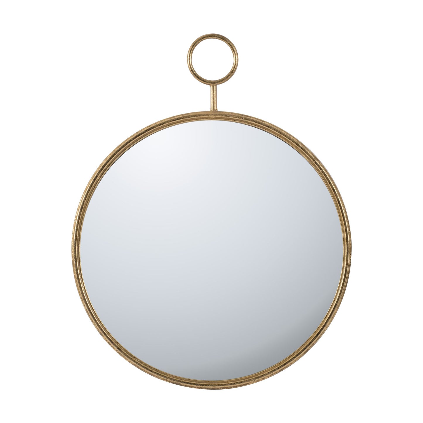 Decorative wall mirror with gold metal frame side view