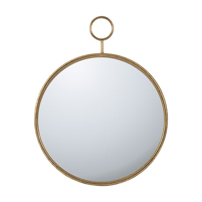 Decorative wall mirror with gold metal frame side view