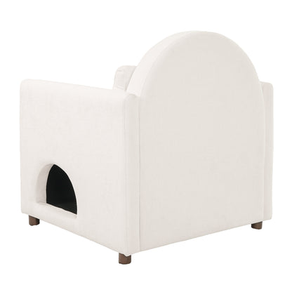 Beige Pet Friendly Accent Chair with Hidden Pet Nook, Acacia Wood Legs, 220lbs Weight Capacity, Modern Upholstered Armchair for Living Room image 9