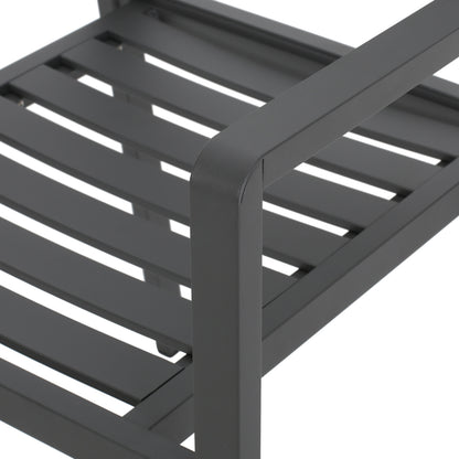 Outdoor Modern Aluminum Dining Chair (Set of 2), Gun Metal Gray image 11