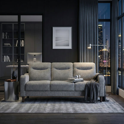 Modern Design 3-Seater Sofa Gray Chenille Upholstery Comfort Pocket Coils Classic Solidwood Frame Living Room Furniture 1pc image 11