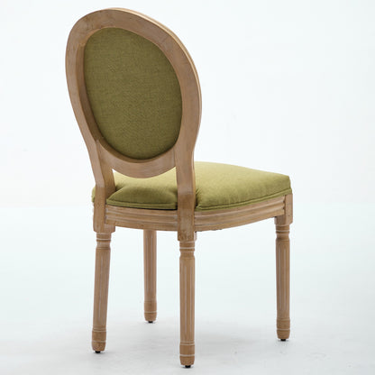 A&A Furniture,French Style Solid Wood Frame Antique Painting Linen Fabric Back Dining Chair,Set of 2,SW1845OL,Olive Green image 6