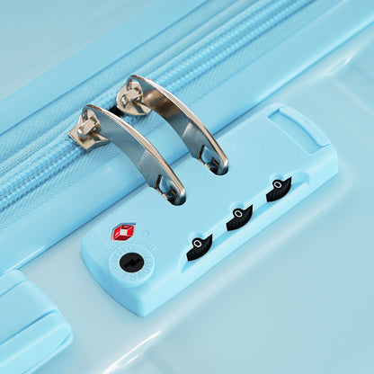 Luggage Set of 3, 20-inch with USB Port, Airline Certified Carry-on Luggage, ABS+PC Hard Shell Luggage with Spinner Wheels, light blue and pink image 9