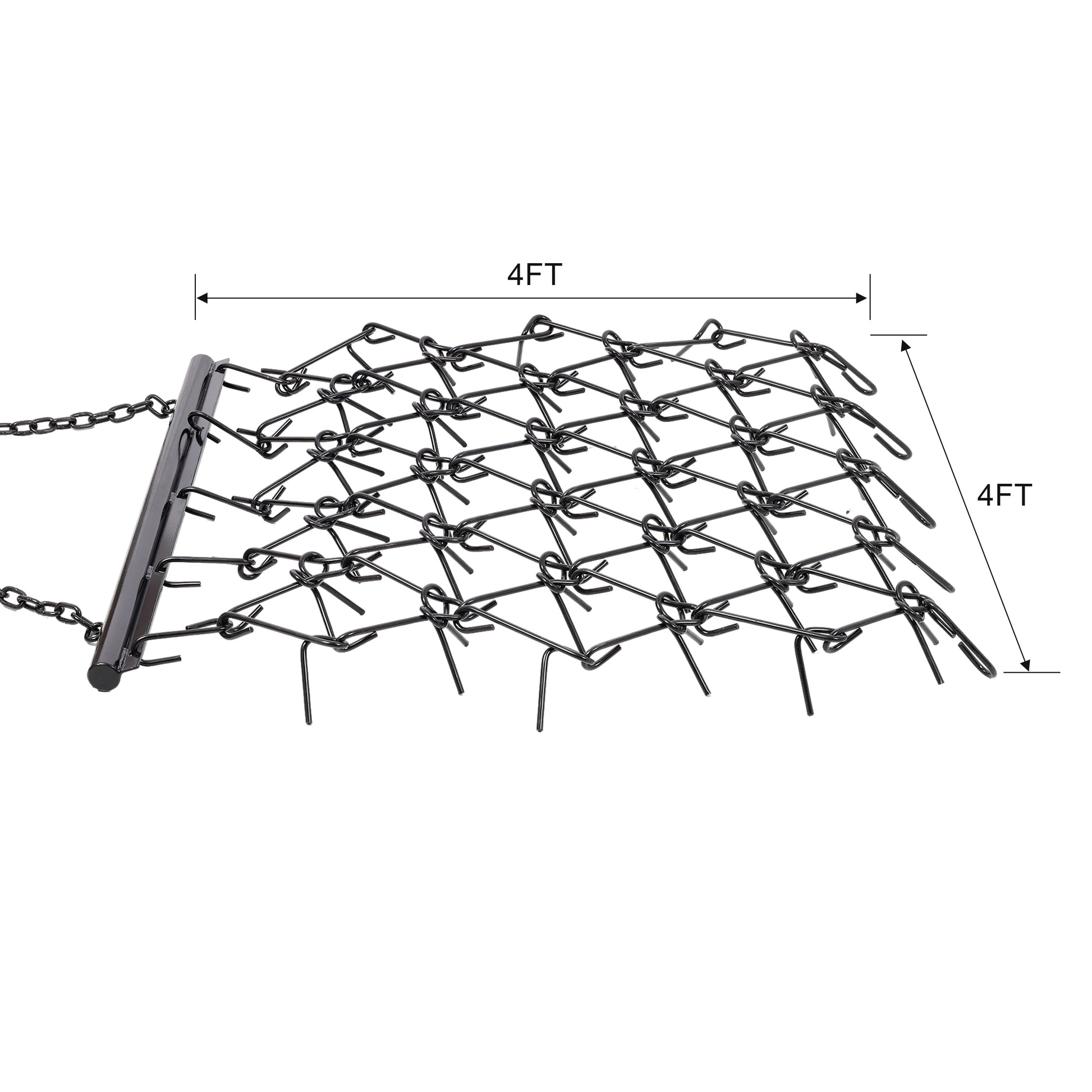 4FT Heavy-Duty Steel Drag Harrow,Field Leveling Chain Rake,Compatible with ATV UTV Compact Utility Tractors,Black Coated Durable Construction image 8
