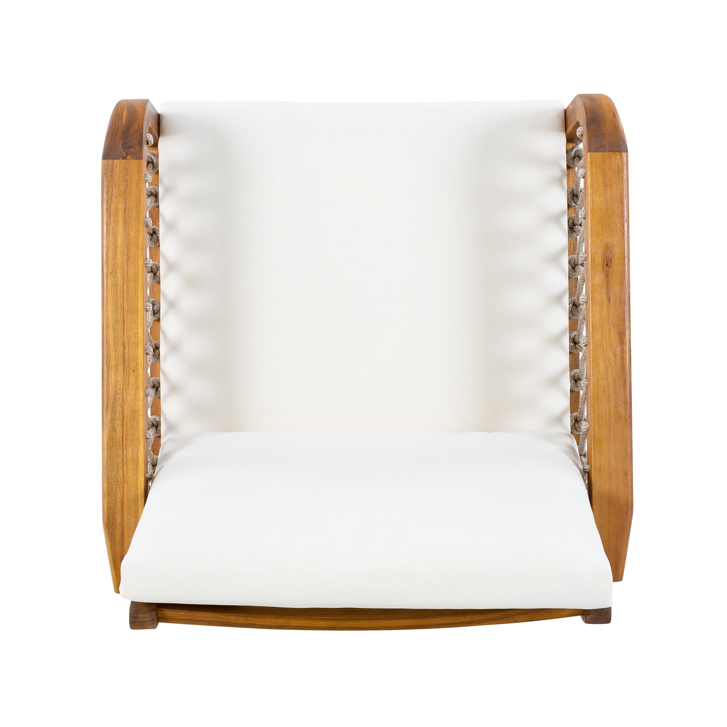 Outdoor Acacia Wood Club Chair with Handwoven Rope(Set of 2), Teak Finish image 11