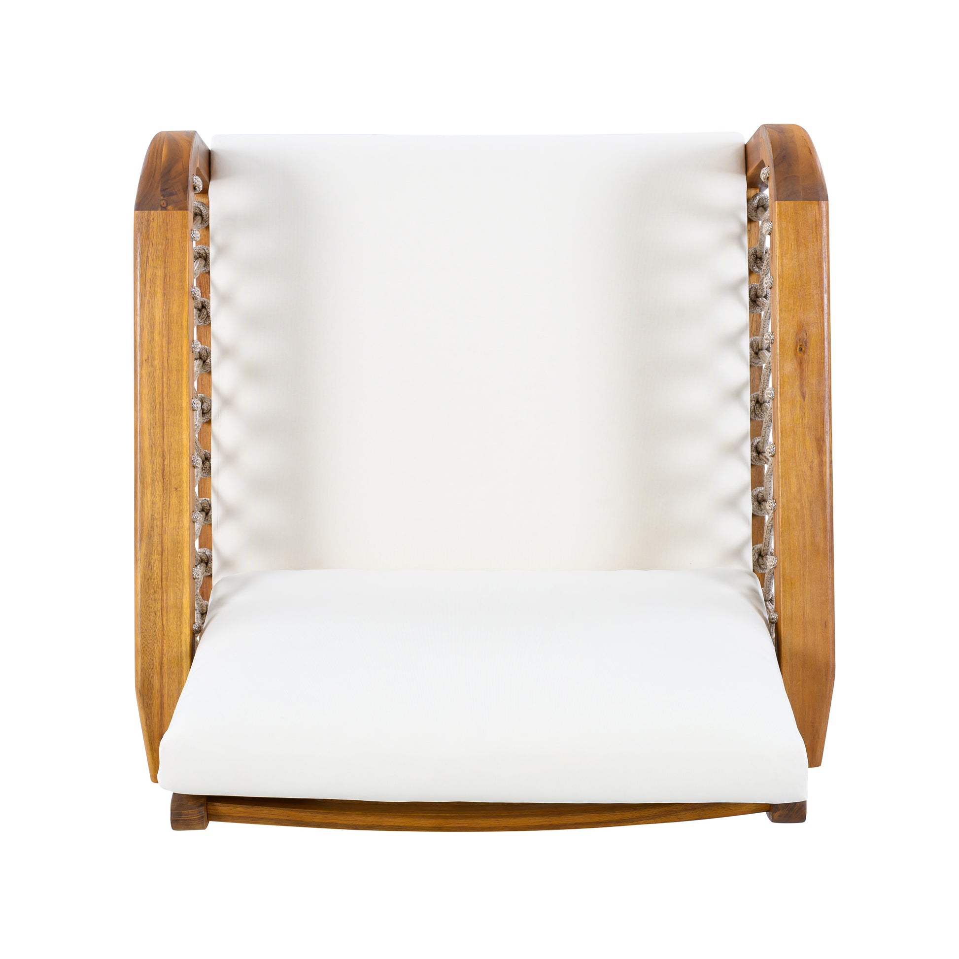 Outdoor Acacia Wood Club Chair with Handwoven Rope(Set of 2), Teak Finish image 11