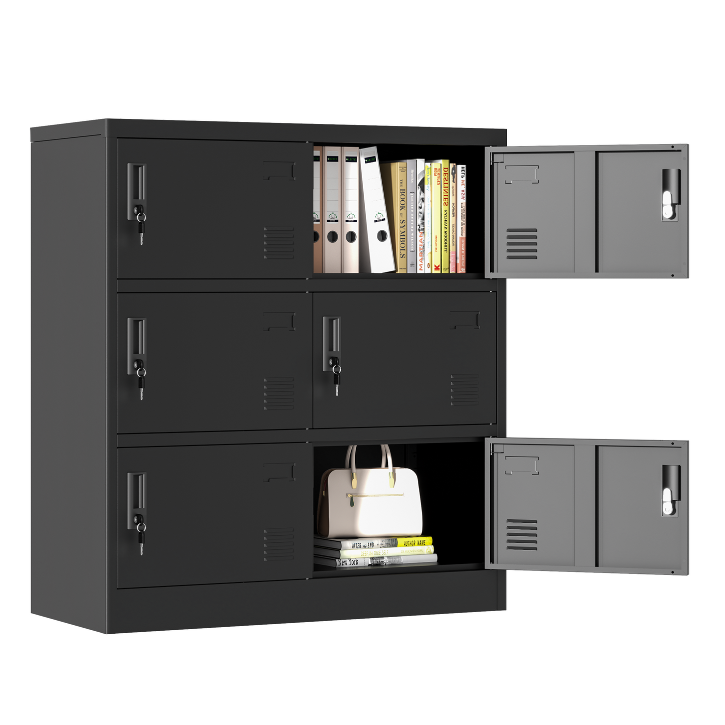 6-Door Employee Storage Locker, Metal Lockers for Office, Gym, School, and Homewith Card Slot (Black) image 10