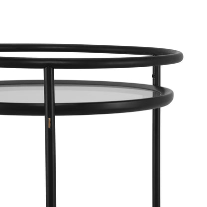 Modern Round Bar Cart with Tempered Glass Shelves and Gold Accents image 8