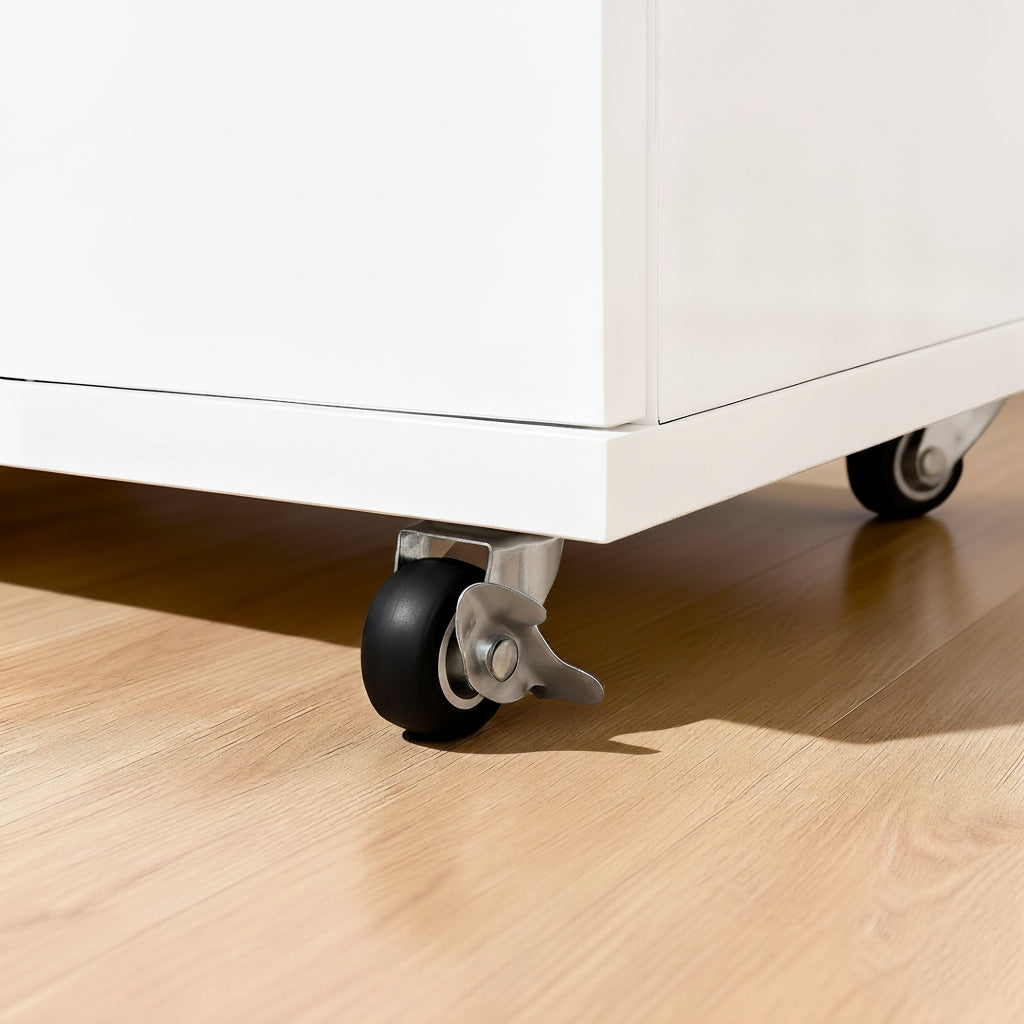 White 5-Drawer Dresser with Wheels – Modern Storage Cabinet image 5