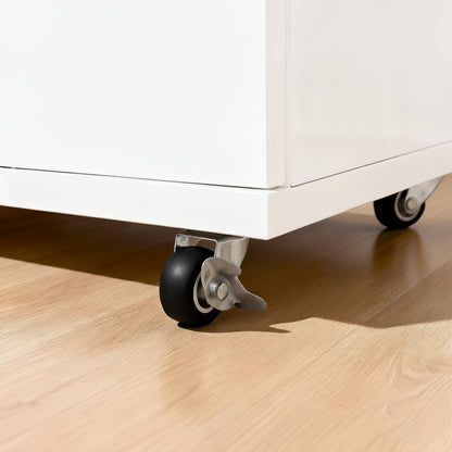 White 5-Drawer Dresser with Wheels – Modern Storage Cabinet image 5