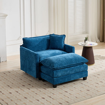 Cloud Sofa one Seat (Armrests are not included), Modern Sectional Couch, for Living Room Bedroom and Apartment, Comfy Double Layer Upholstered Seat Cushion, Breathable Chenille Fabric, Blue image 7