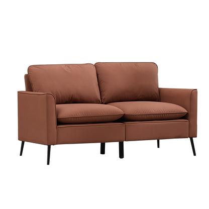 TS Cat paw leather upholstered sofa loveseat,Nordic retro light luxury living room balcony bedroom single casual sofa chair Double sofa + two pack combination(Brown) image 7