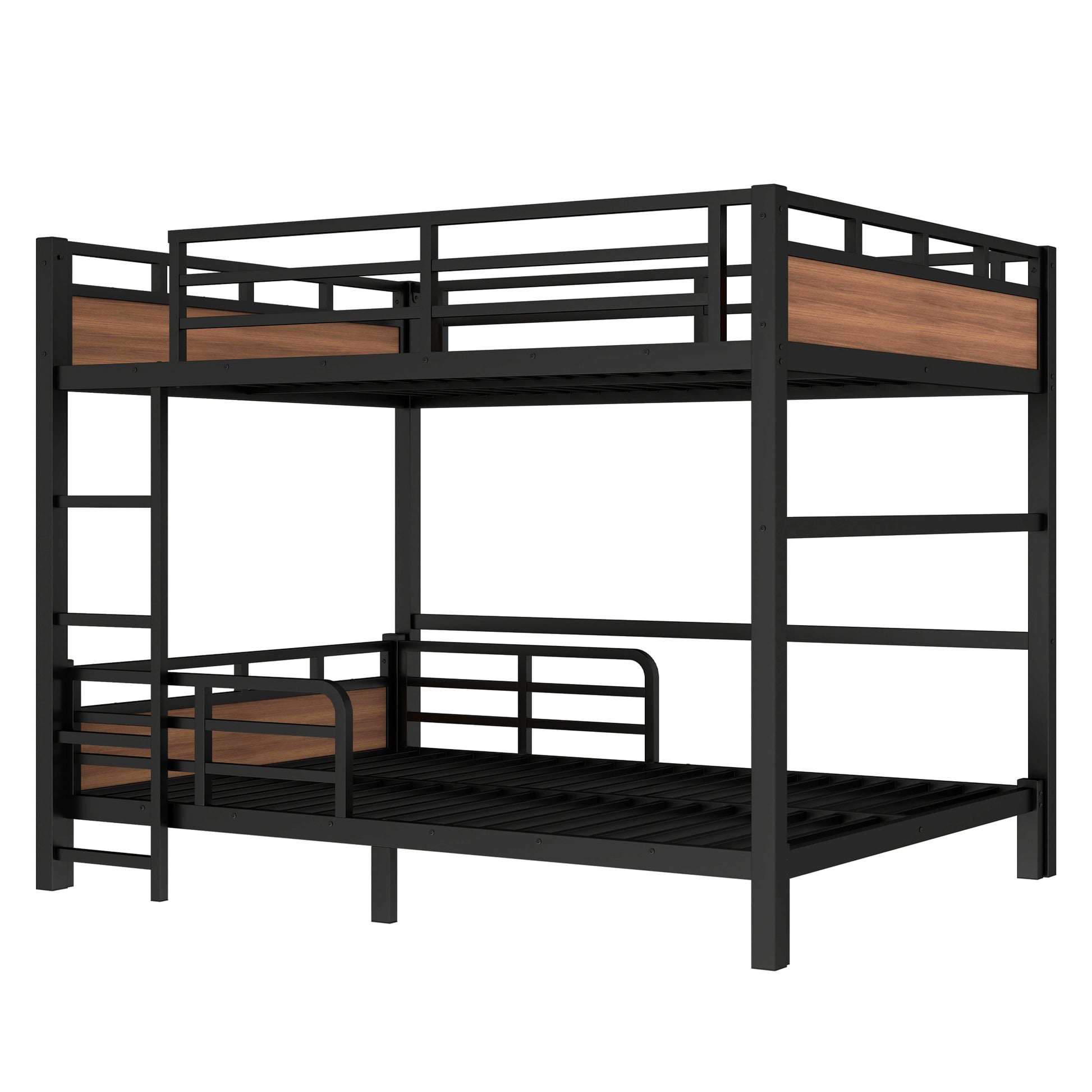 Queen over Queen Metal Bunk Bed/Metal Loft Bed,Separable Bunk Beds,with raised security fence,Walnut Color image 9