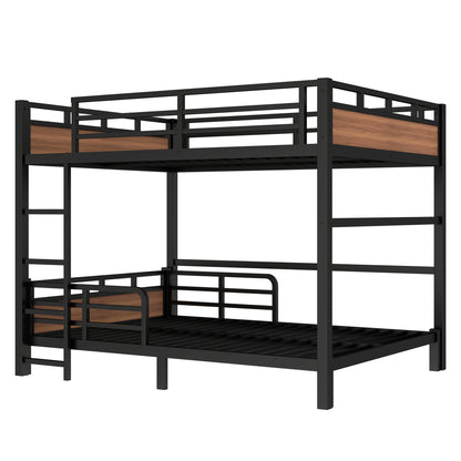 Queen over Queen Metal Bunk Bed/Metal Loft Bed,Separable Bunk Beds,with raised security fence,Walnut Color image 9