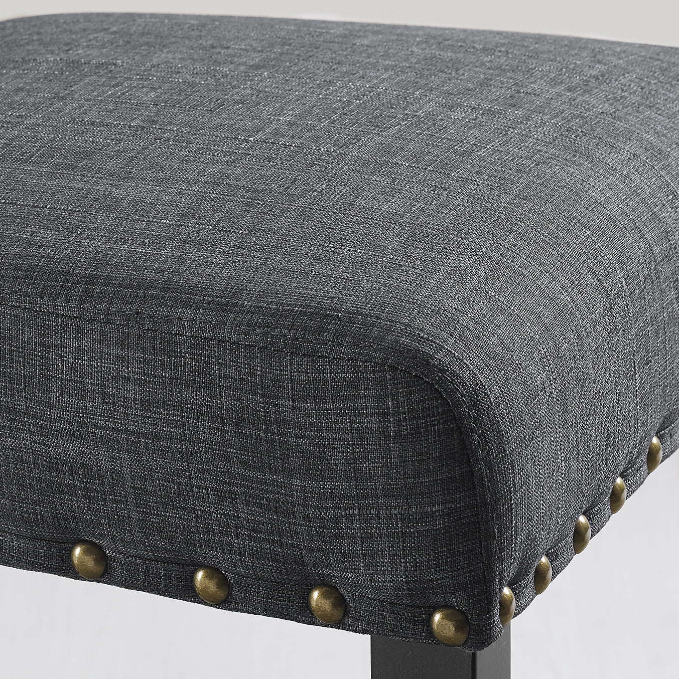 Biony Espresso Wood Dining Set with Gray Fabric Nailhead Chairs image 8