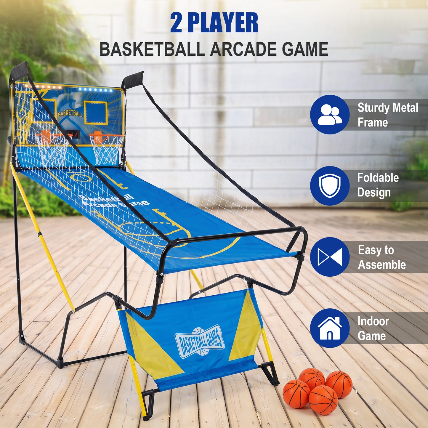 Dual Shot Foldable Basketball Arcade Game, LED Digital Scoreboard, 4 Balls & Pump, Indoor Family Entertainment Game image 8