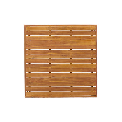 41.14Inch Height Teak Finish Acacia Solid Wood Outdoor Dining Table, Slatted Water-Draining Tabletop, for Patios & Gardens image 6