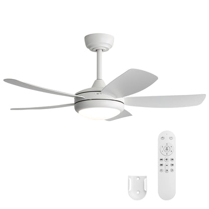 42 inch Ceiling Fans with Lights, Quiet DC Motor, Screw-Free for Blade Installation Reversible Ceiling Fan with Remote Control for Bedroom/Living Room-White image 1
