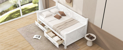 Twin Size Wooden Modern and Rustic Casual Style Daybed, Cream White image 8