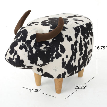 Animal Ottoman/Footstool, Black and White Cow-Shaped Ottoman, Modern Ottoman, Modern Accent Stool Home Decor, Suitable for Living Room, Bedroom, Porch, Garden, Backyard, Balcony image 8
