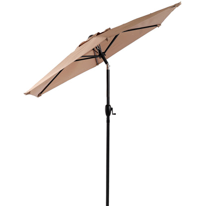 7.5 FT Patio Umbrella, Outdoor Market Yard Umbrella, Sun Shade Umbrella with Push Button Tilt and Crank Mechanism for Garden, Deck, Pool and Backyard, Not Include Umbrella Base, Brown image 7
