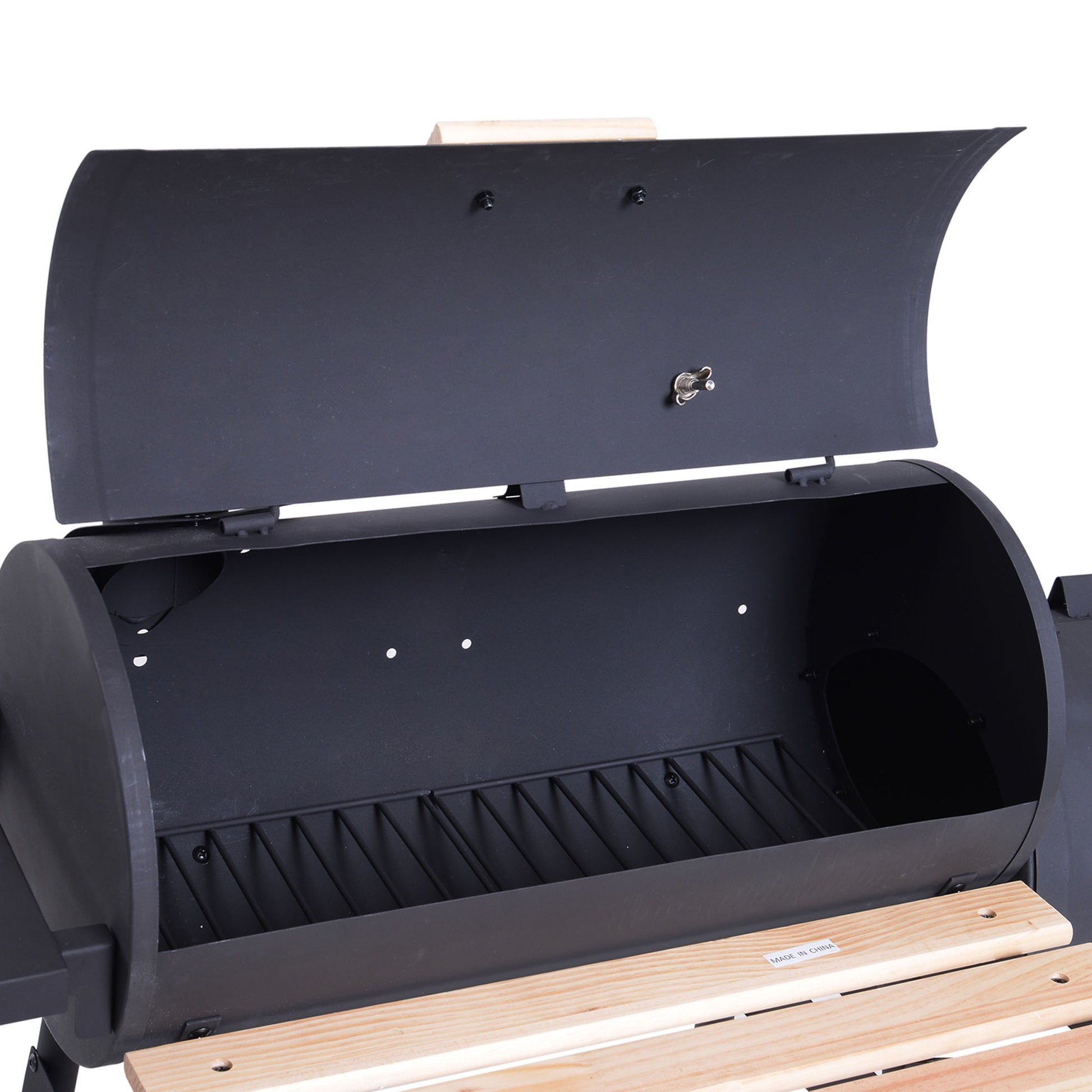 Outsunny 48" Steel Portable Backyard Charcoal BBQ Grill and Offset Smoker Combo with Wheels image 9
