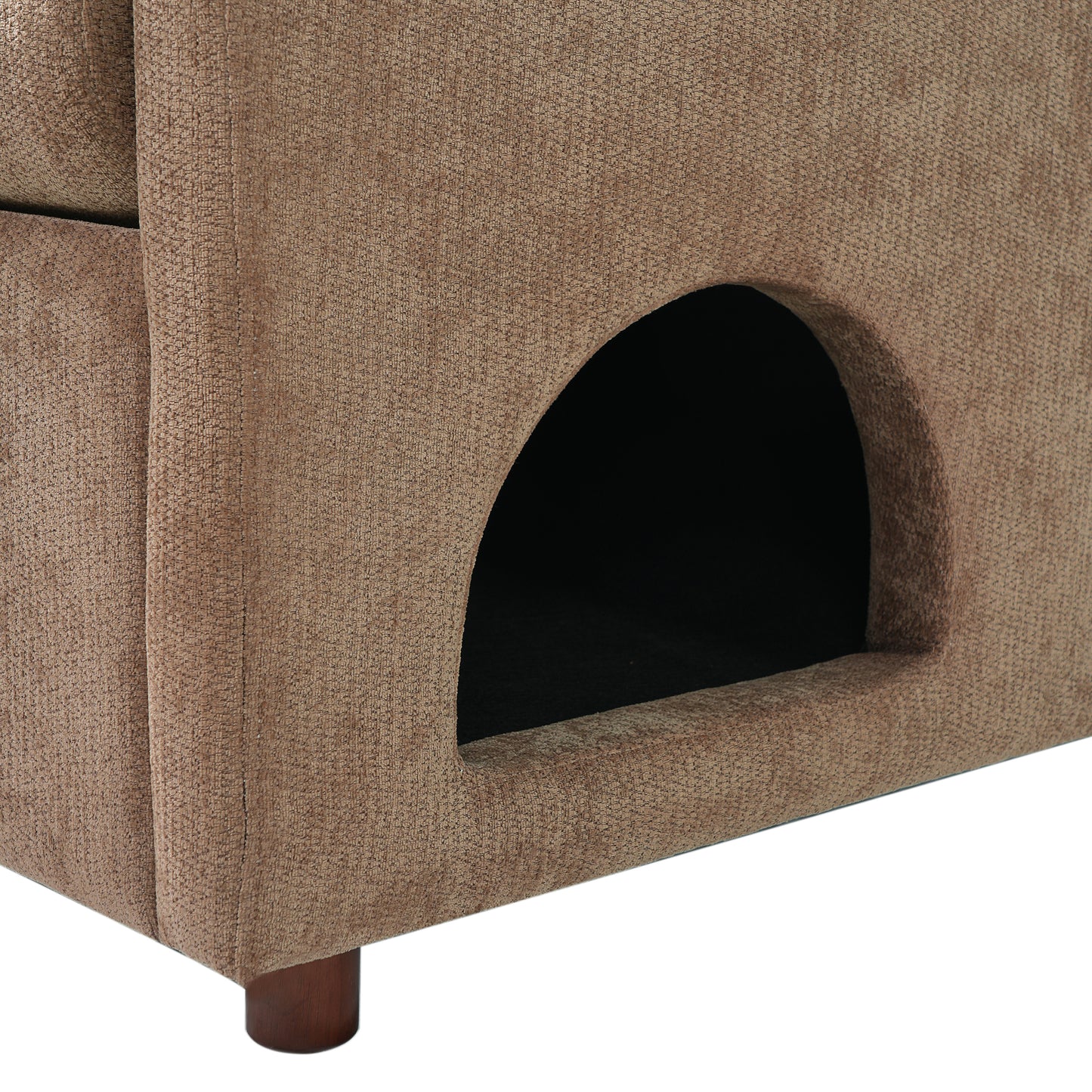 Coffee Pet Friendly Accent Chair with Hidden Pet Nook, Acacia Wood Legs, 220lbs Weight Capacity, Modern Upholstered Armchair for Living Room image 11