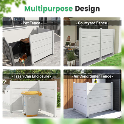 50" W x 49" H Outdoor Privacy Screen, Air Conditioner Fence, All-Weather Vinyl Privacy Fence Screens with Aluminum Posts, 2 Panels, White image 9