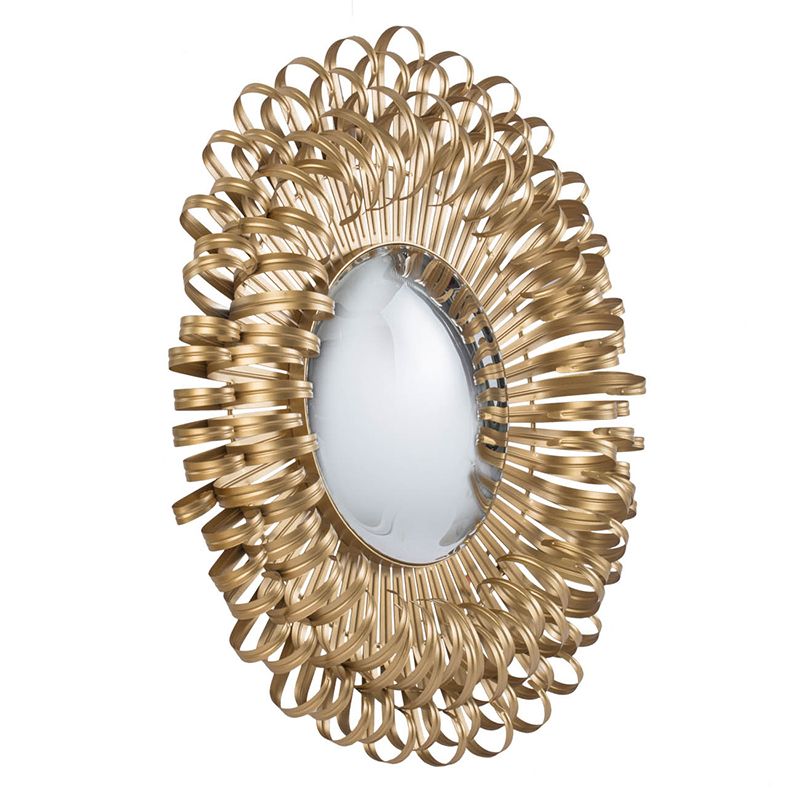 27 inch sunburst wall mirror golden finish front view