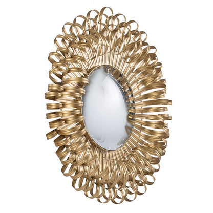 27 inch sunburst wall mirror golden finish front view