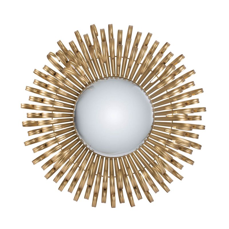 Decorative golden sunburst mirror on wall