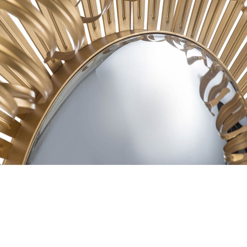 27 inch sunburst wall mirror golden finish angled view