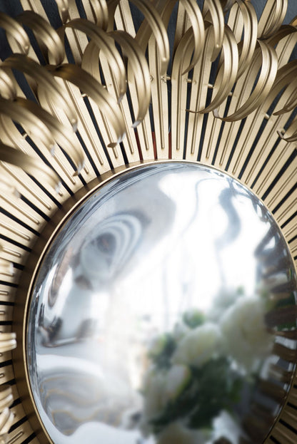 27 inch round sunburst mirror gold