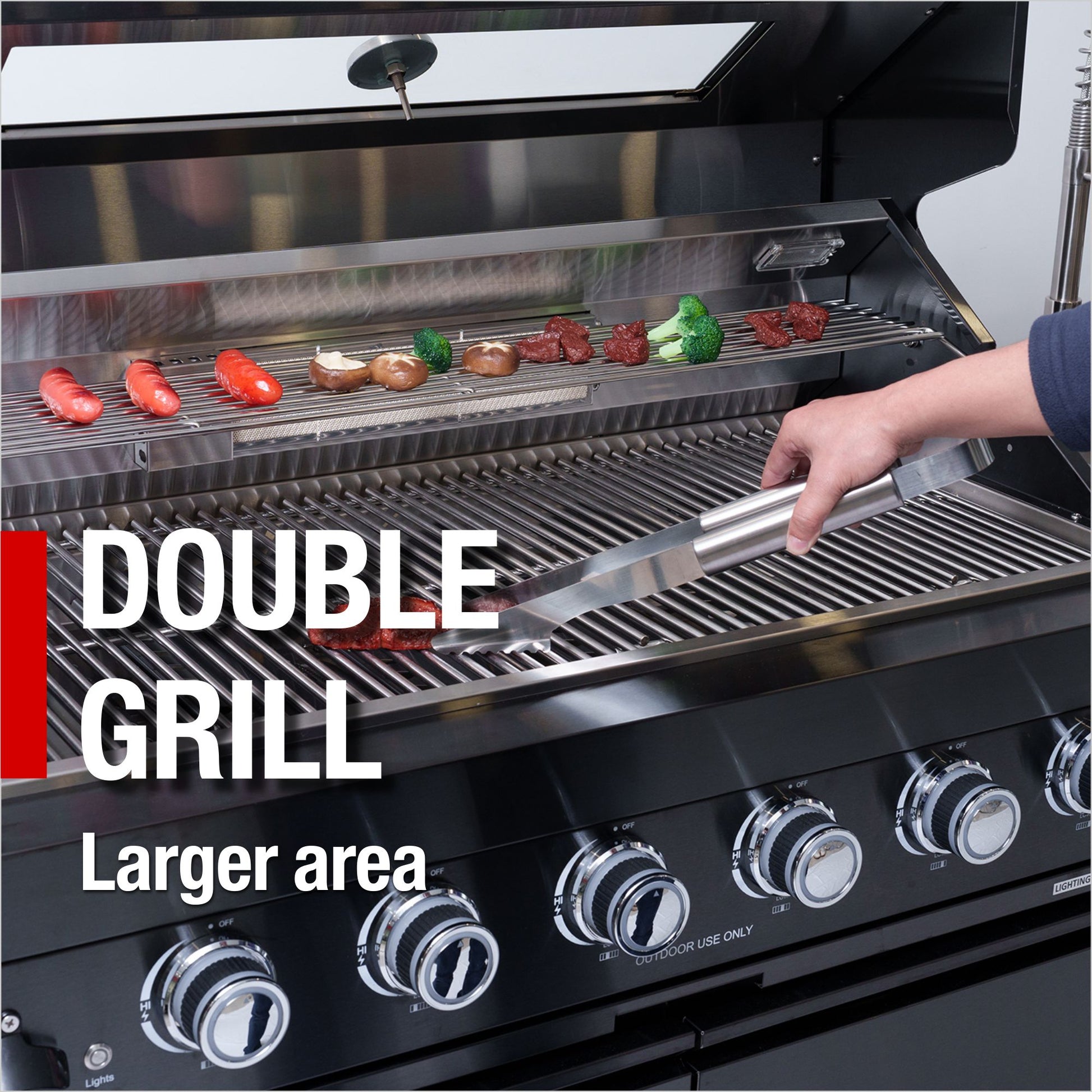 46-Inch 4-Burner 72000 BTU Deluxe Stainless Steel Gas Outdoor Kitchen Bar Barbecue Island Grill + Wine Cooler Compact Refrigerator + Rotisserie kit + Granite Countertops + Stainless steel Sink image 12