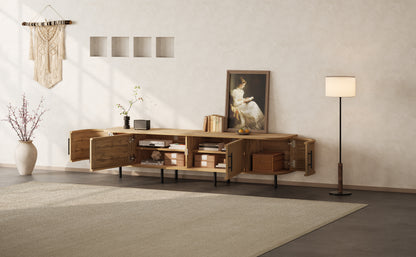 70inch Modern TV Stand with Rattan Doors for TVs up to 80", Media Console with Storage Space & Cable Holes, Entertainment Center for Living Room image 10