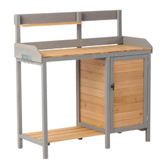 Folding Potting Bench - Solid Wood Garden Workbench for Horticulture