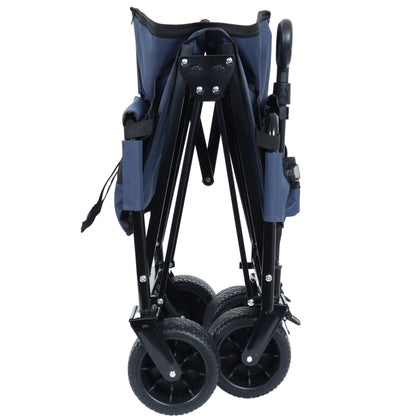 3-in-1 Folding Wagon Cart with Bench Seat & Storage, patent protection- Includes 1 ice pack, 500lbs Heavy-Duty, 180L Capacity All-Terrain Wheels for Camping, Beach, Sports, Garden, dark blue image 2