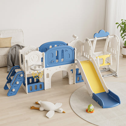 oddler Slide, Kids Slide for Toddlers Age 1-4, 11in 1 Baby Slide Outdoor Indoor Playground with Basketball Hoop and Extra long aisle, Strong swing,Sturdy and Easy Assembly Toddler Playset. image 1