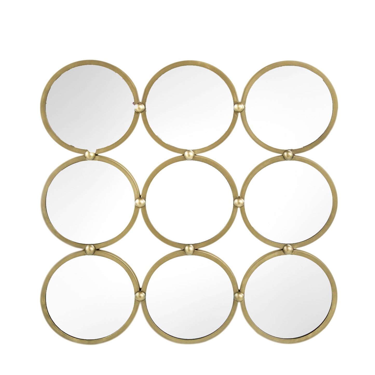 Decorative mirror reflecting light and patterns in room