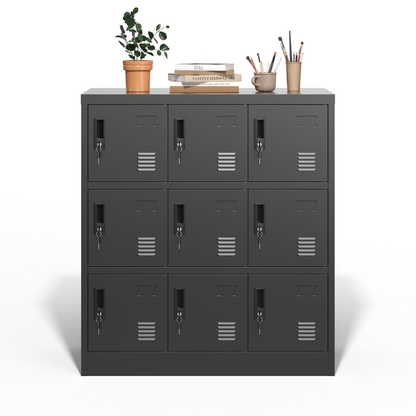 9-Door Employee Storage Locker, Metal Lockers for Office, Gym, School, and Homewith Card Slot (Black) image 1