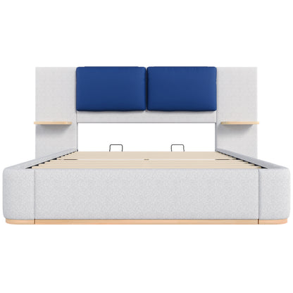 Queen Size Upholstered Platform Bed with Panel, Platform Bed Frame with Anti-Collision Soft Rounded Corners, Stable and Solid, No Box Spring Needed, Easy Assembly, Grey image 8
