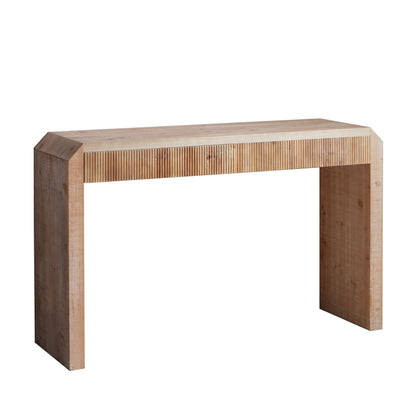 Rustic Wooden Console Table with Drawer – Minimalist Design, Ribbed Texture, and Natural Finish image 5