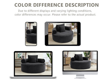 Round Sofa Bed with Memory Foam Sectional Couches for Living Room, Cloud Couch with three pillows, Black image 12