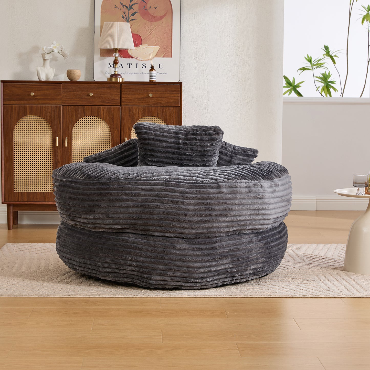Bean Bag Chairs, Bean Bag Sofa for Adults, Kids,Oversized Corduroy Bean Bag Chair with 3 Pillows & Armrest,Beanbag Chair & Lazy Sofa with Foam Filler for Bedroom Living Room Dorm image 10