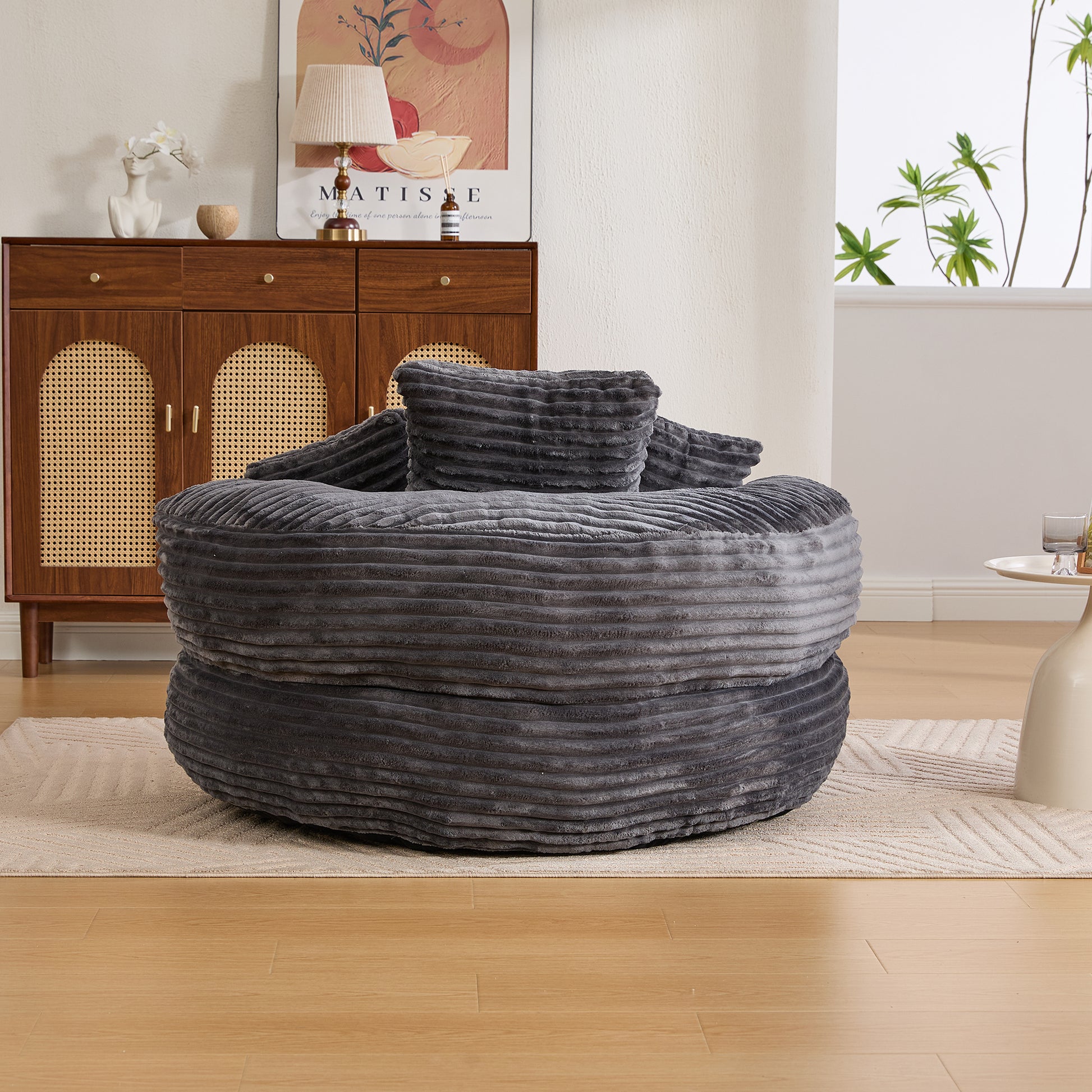 Bean Bag Chairs, Bean Bag Sofa for Adults, Kids,Oversized Corduroy Bean Bag Chair with 3 Pillows & Armrest,Beanbag Chair & Lazy Sofa with Foam Filler for Bedroom Living Room Dorm image 10