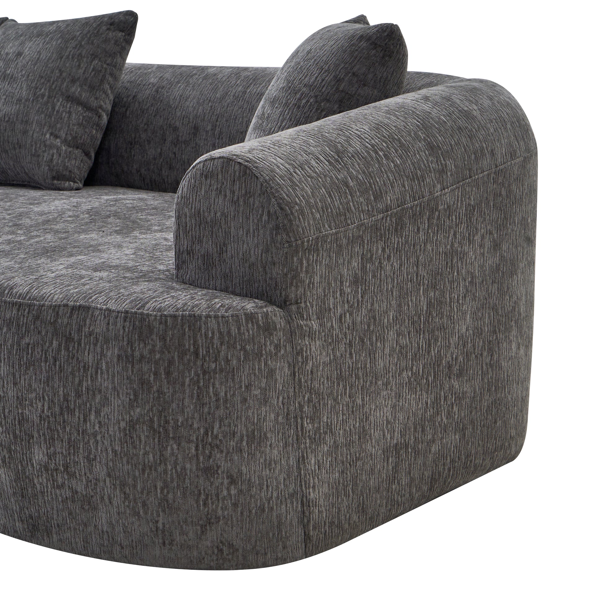 Curved Boneless Sofa,Compression Modular 108'' Sectional,Grey High-Density,Couches Sleeper for Living Room Bedroom Apartment Lounge,Chenille image 11
