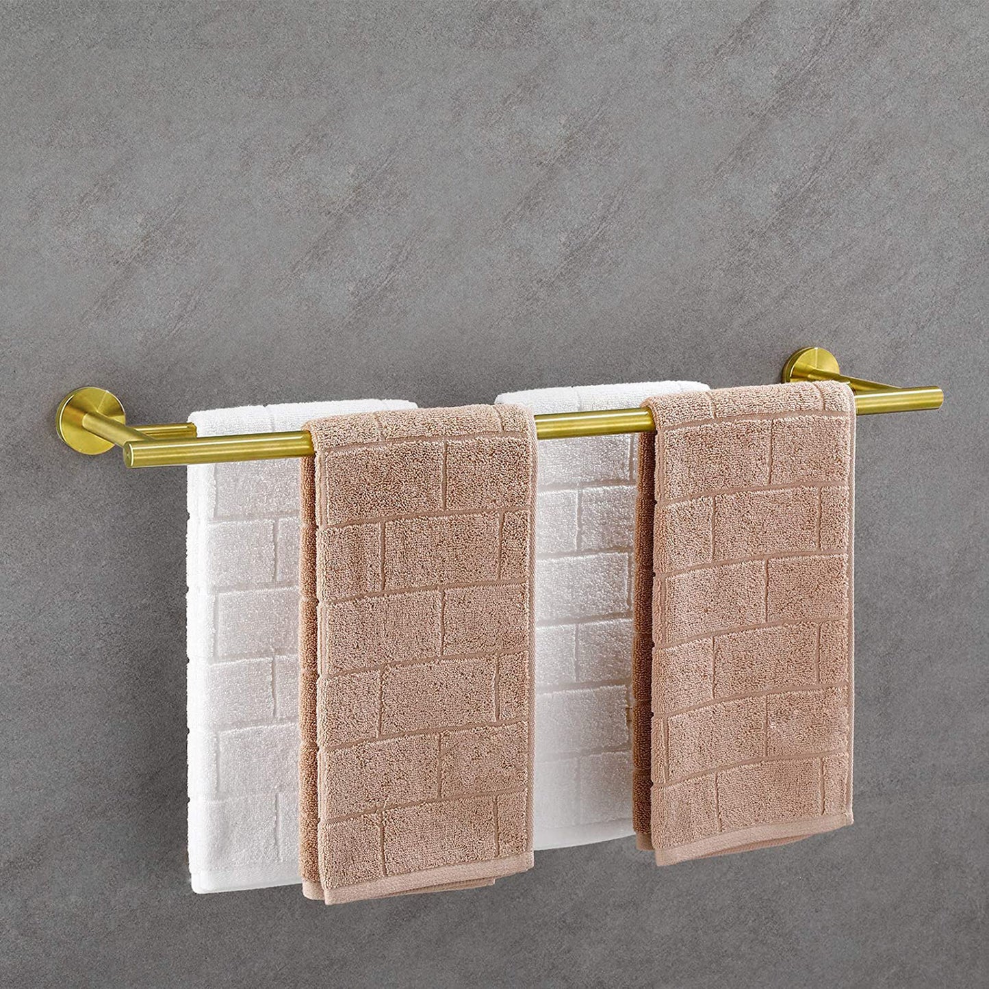 6-Pieces Bathroom Hardware Accessories Set, Bath Towel Bar, Towel Ring, Toilet Paper Holder and Towel Hooks for Wall Mounted image 2